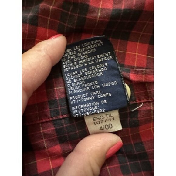 Vintage Tommy Hilfiger Shirt Mens Plaid Button Up Striped Crest Y2K Size XL - Picture 9 of 14